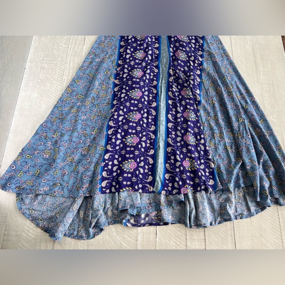 Women’s NWT Goodnight Macaroon Boho Floral Blue and Purple Maxi Dress Sz Large - Picture 14 of 14